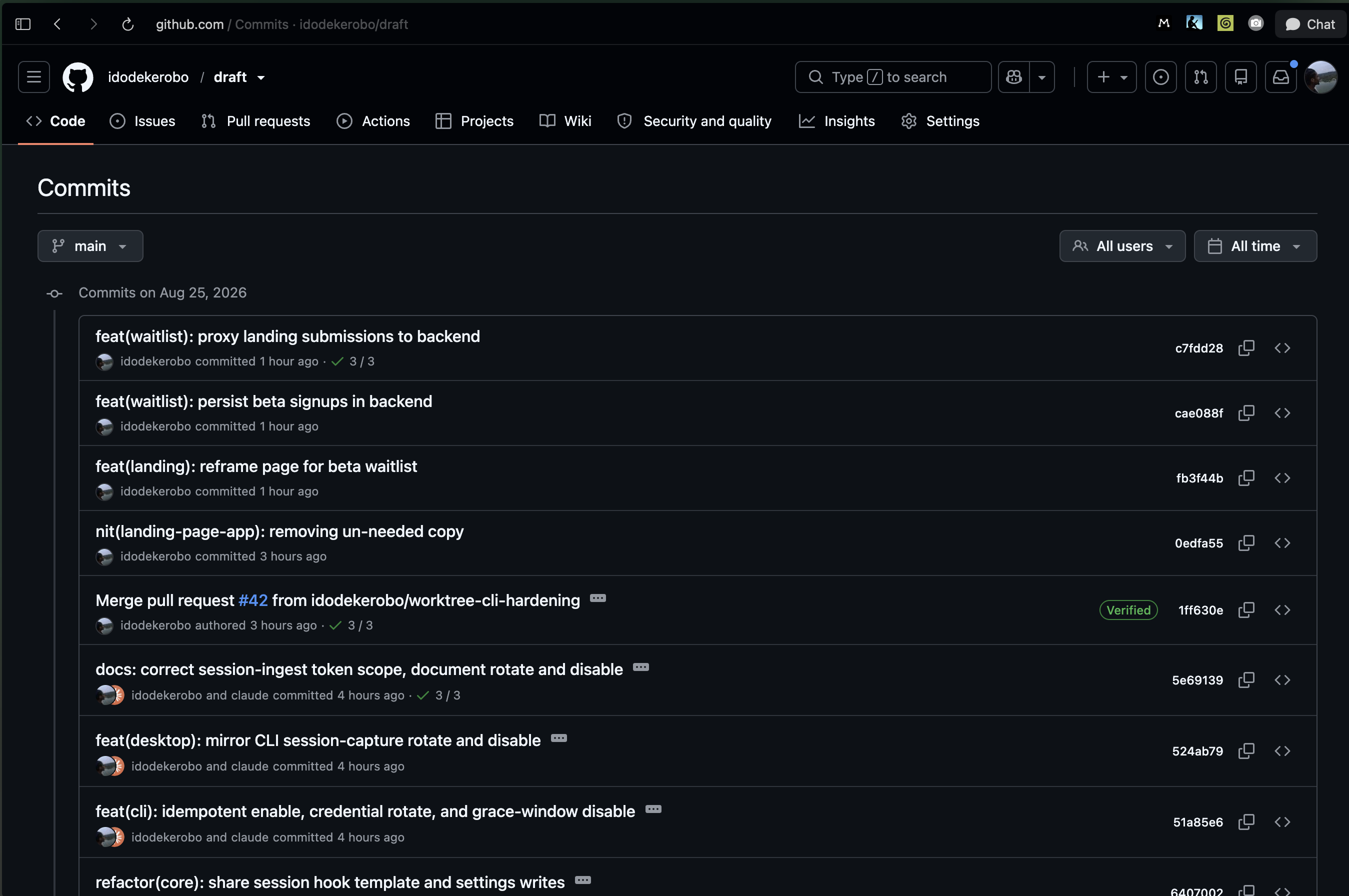 GitHub activity