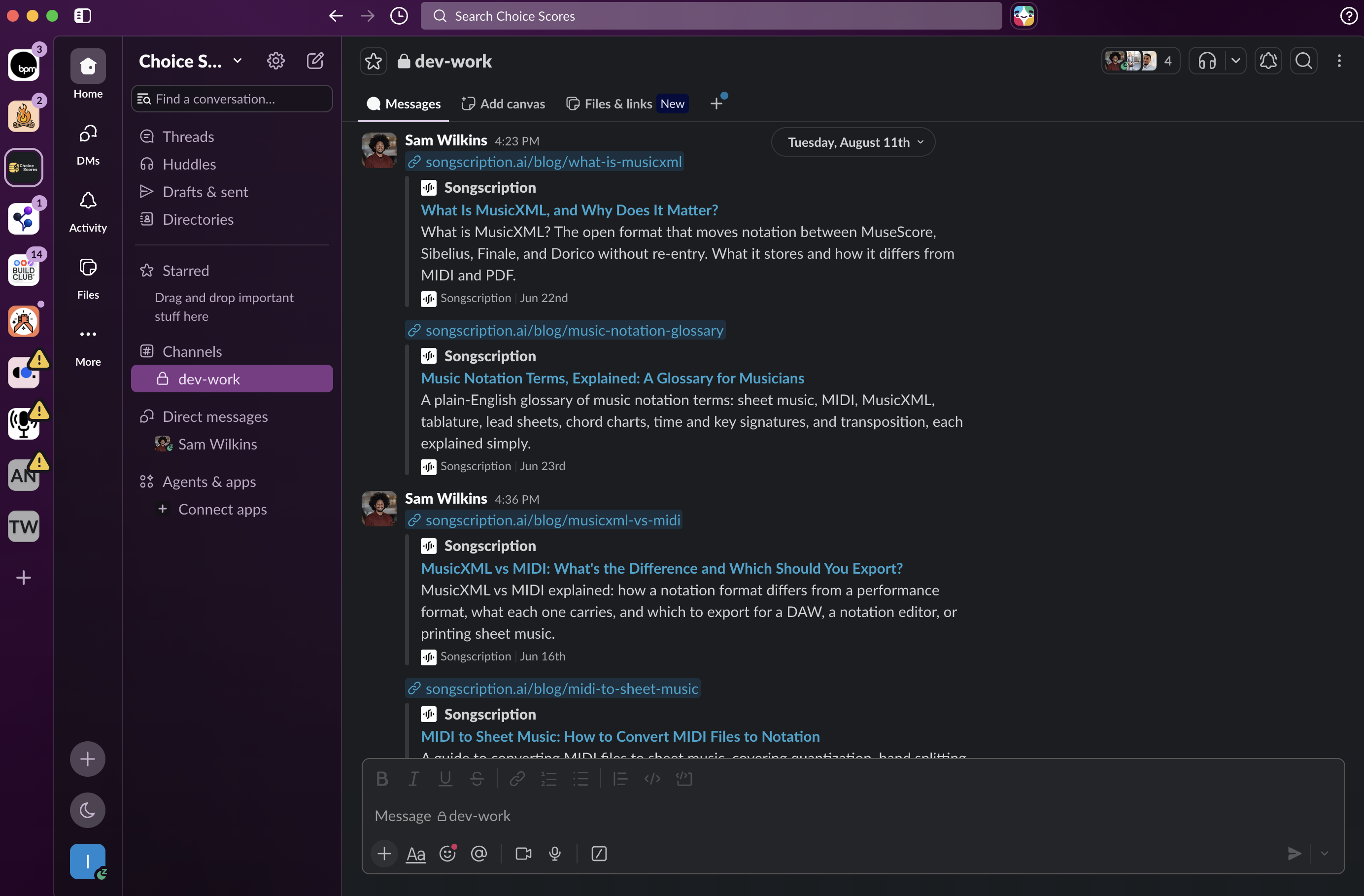 Slack conversations
